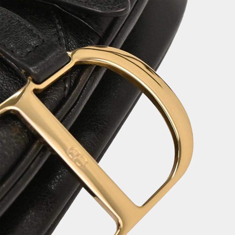 Pre Owned Christian Dior Black Leather Saddle Handbag