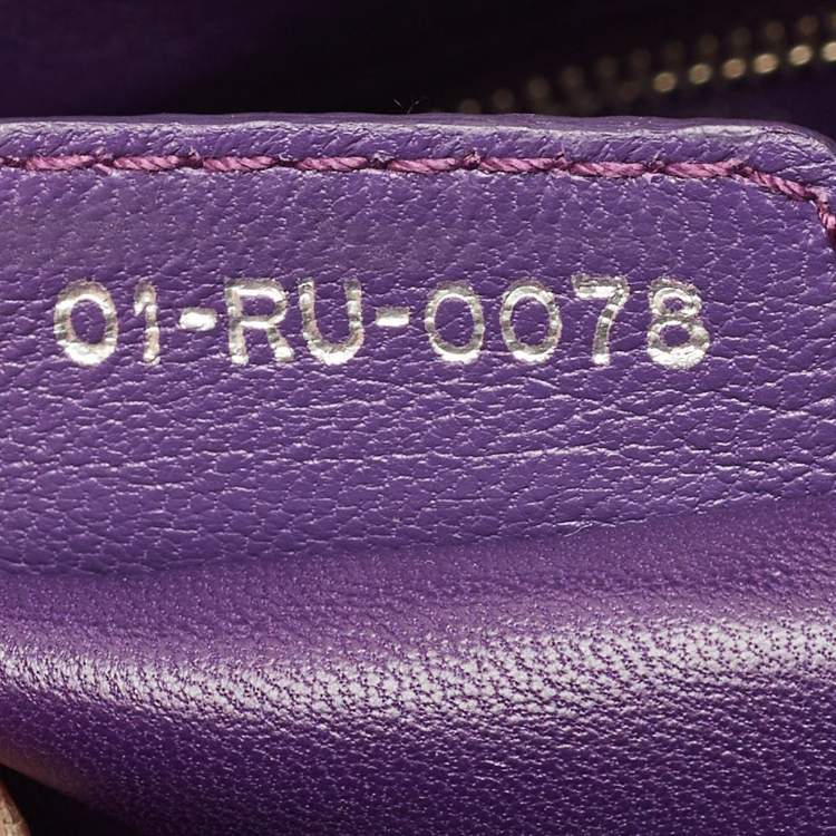 Pre Owned Dior Soft Lady Dior Large Purple Woven Leather and Patent Leather Tote