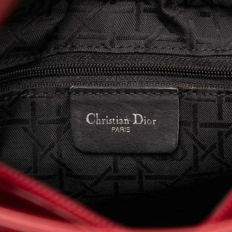 Pre Owned Dior Red Medium Patent Lady Dior