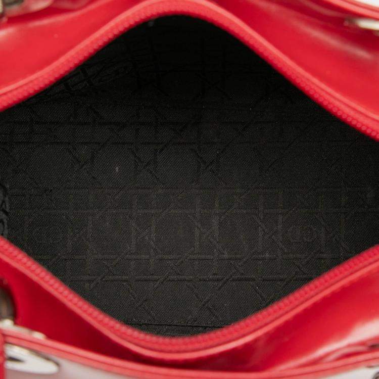 Pre Owned Dior Red Medium Patent Lady Dior