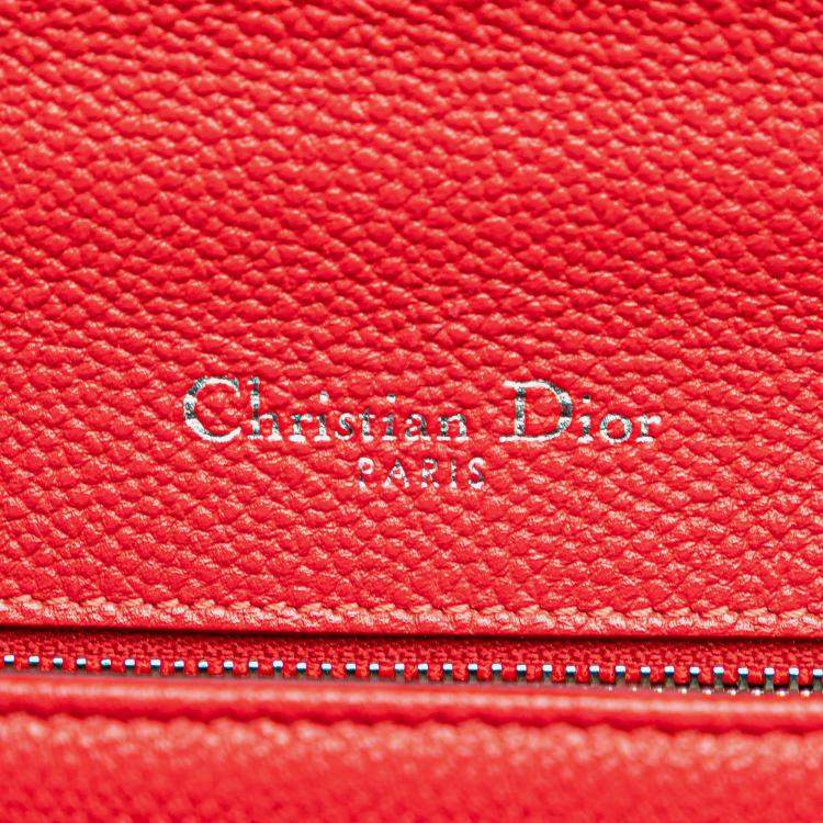 Pre Owned Dior Red Small Grained Calfskin Diorama Flap