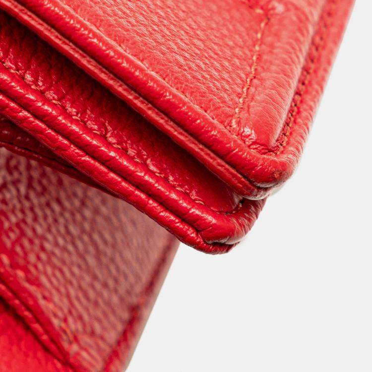 Pre Owned Dior Red Small Grained Calfskin Diorama Flap