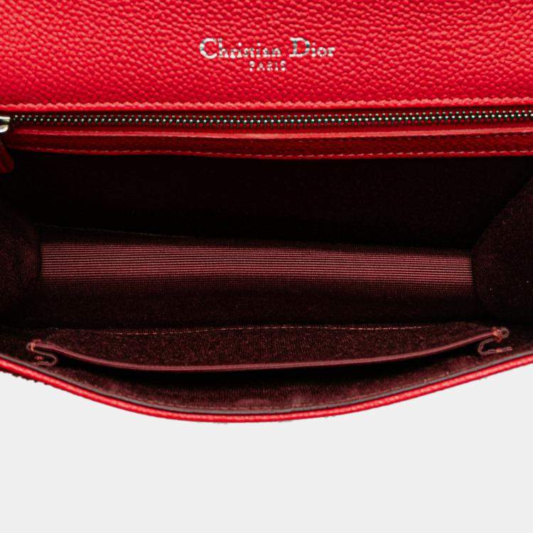 Pre Owned Dior Red Small Grained Calfskin Diorama Flap