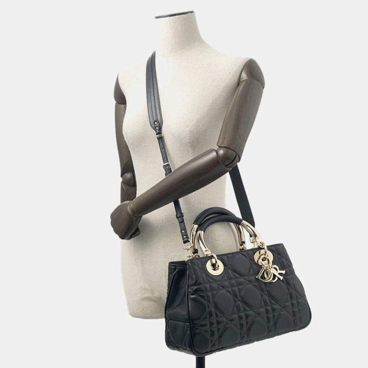 مملوكة مسبقًا Dior Lady'S 95.22 2Way Handbag Black Leather Size Medium