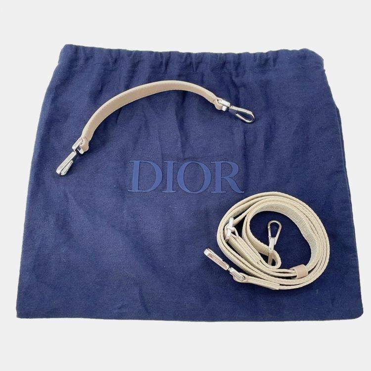 Pre Owned Dior Sahara 2-Way Bucket Bag Beige Raffia Leather Rubber Size Nano