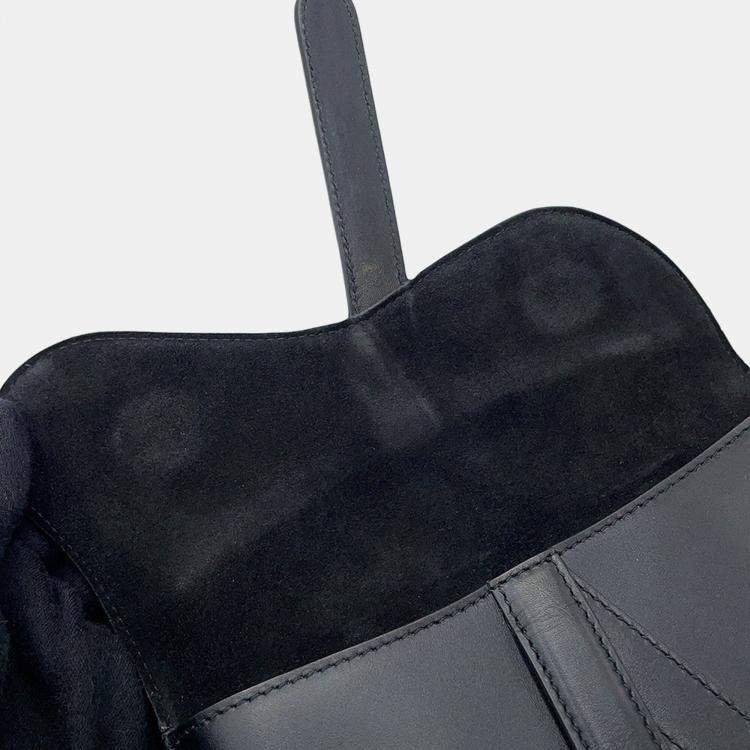 Pre Owned Dior Saddle Waist Bag Black Leather