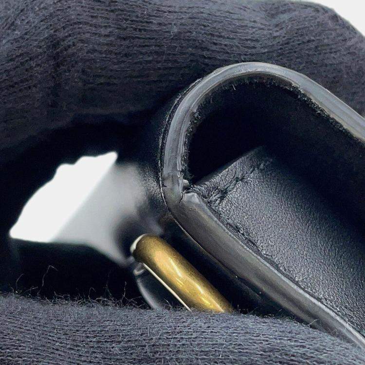 Pre Owned Dior Saddle Waist Bag Black Leather