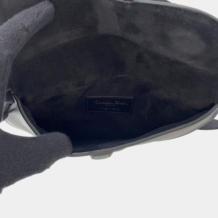 Pre Owned Dior Saddle Waist Bag Black Leather