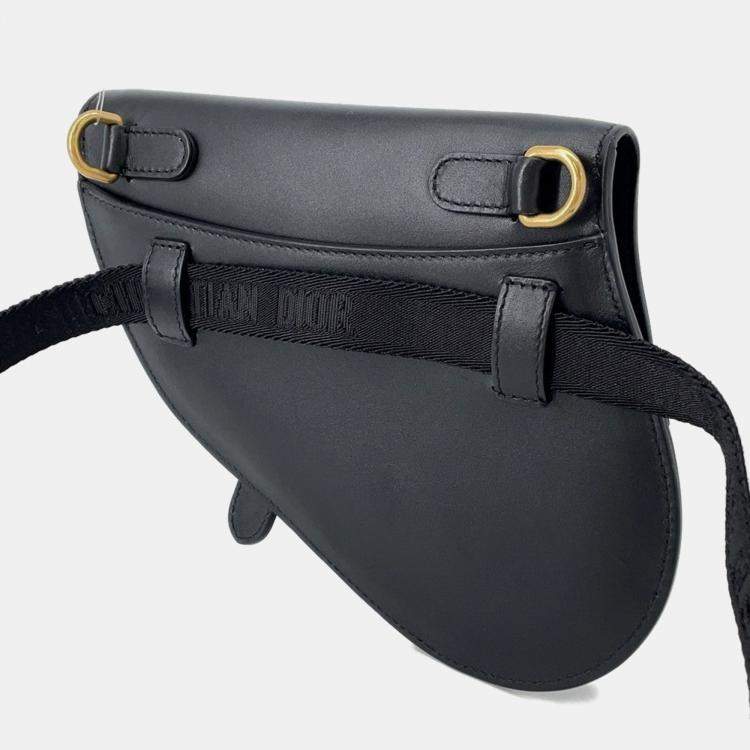 Pre Owned Dior Saddle Waist Bag Black Leather