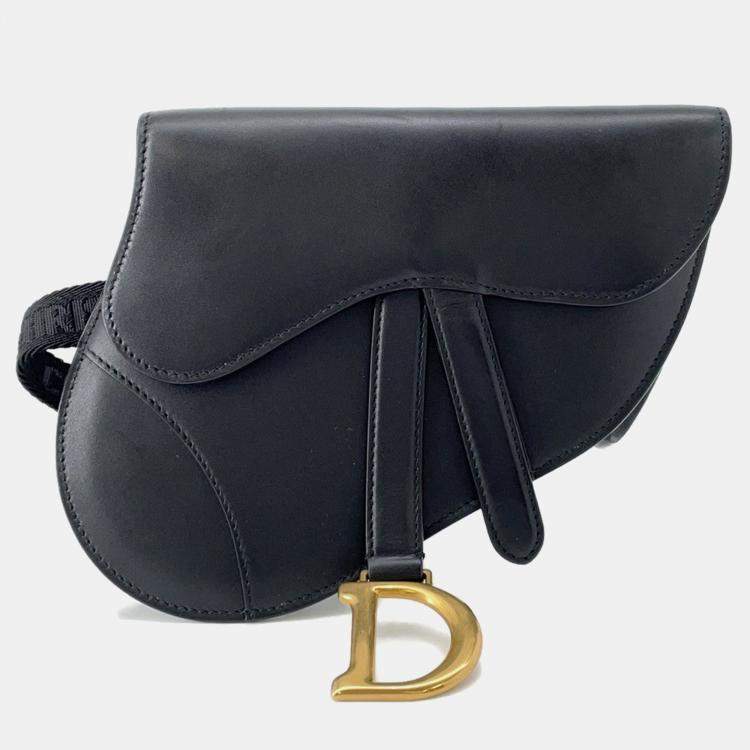 Pre Owned Dior Saddle Waist Bag Black Leather