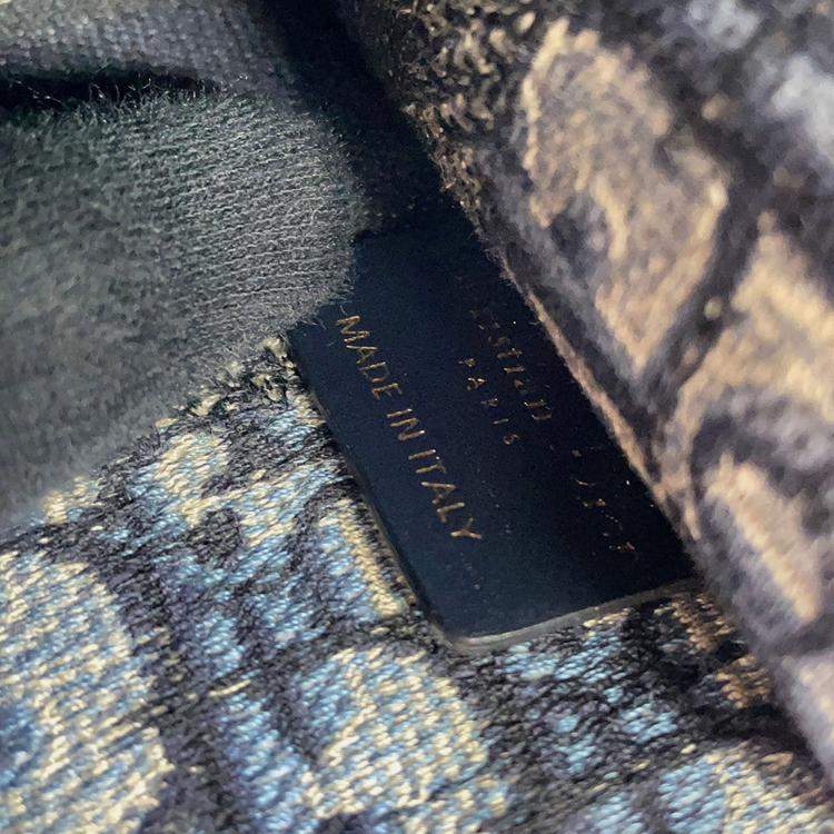 Pre Owned Dior Oblique Book Tote Navy Canvas Size Mini