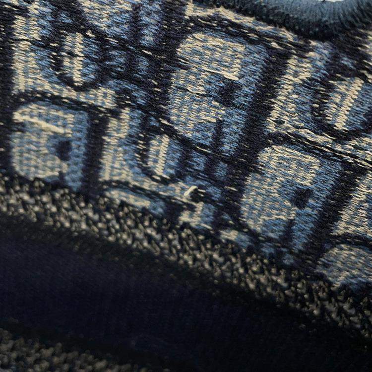 Pre Owned Dior Oblique Book Tote Navy Canvas Size Mini