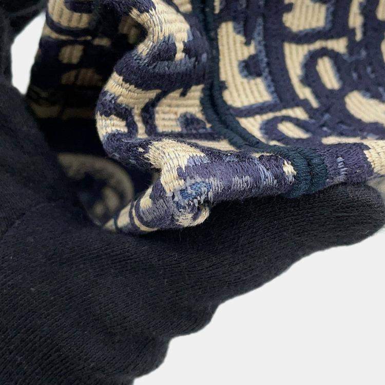 Pre Owned Dior Oblique Book Tote Navy Canvas Size Mini