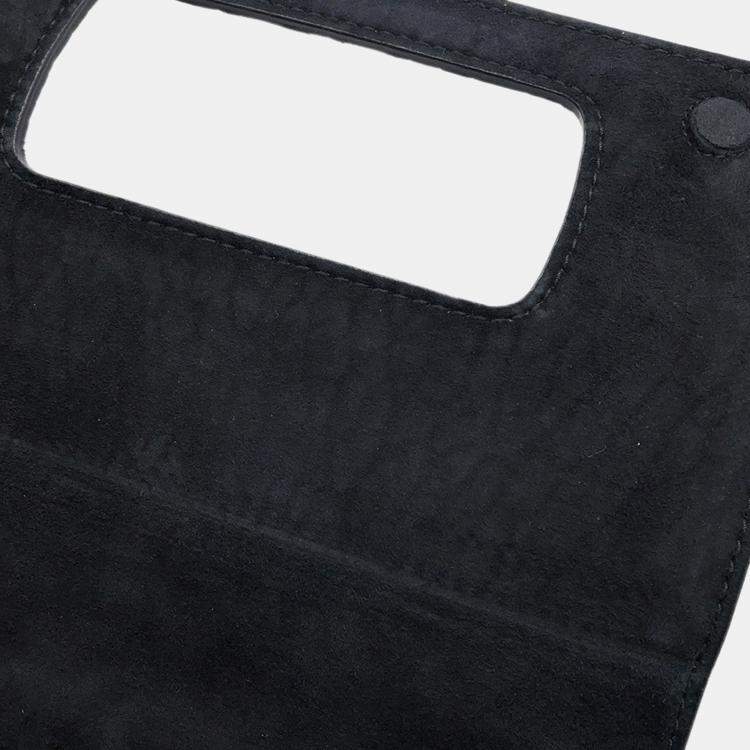 Pre Owned Dior Mosaique Logo Shoulder Bag Black Leather