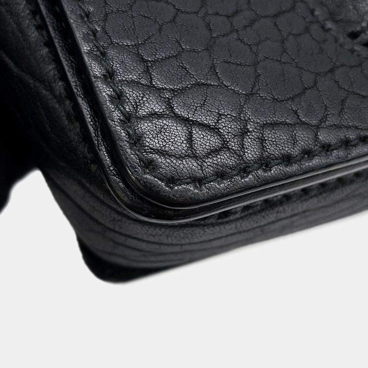 Pre Owned Dior Mosaique Logo Shoulder Bag Black Leather