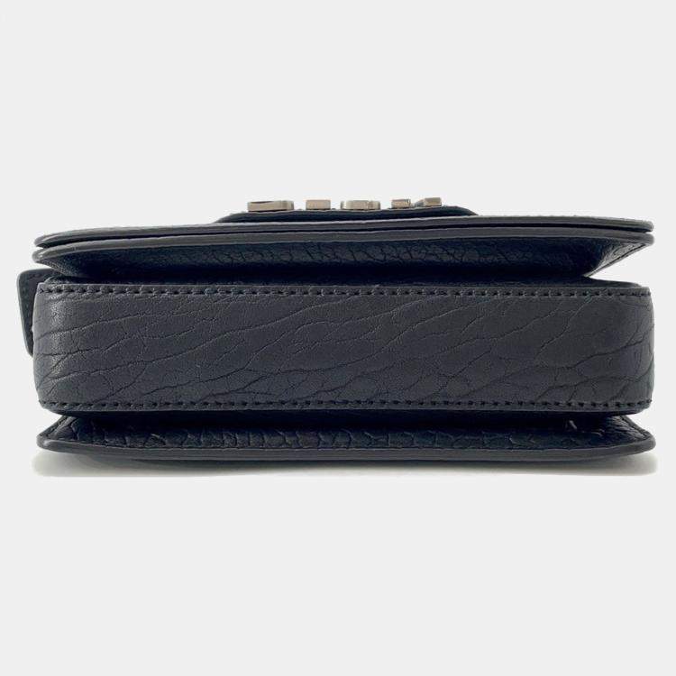 Pre Owned Dior Mosaique Logo Shoulder Bag Black Leather