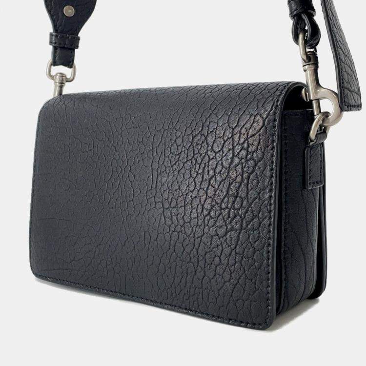 Pre Owned Dior Mosaique Logo Shoulder Bag Black Leather