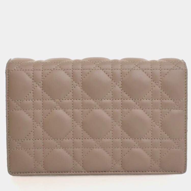 Pre Owned Dior Lambskin Daily Pouch With Chain
