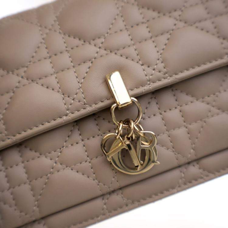 Pre Owned Dior Lambskin Daily Pouch With Chain