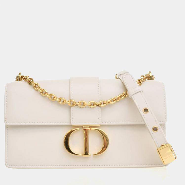 Pre Owned Dior White Calfskin 30 Montaigne East-West Bag