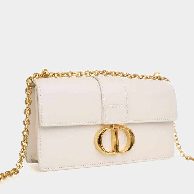 Pre Owned Dior White Calfskin 30 Montaigne East-West Bag