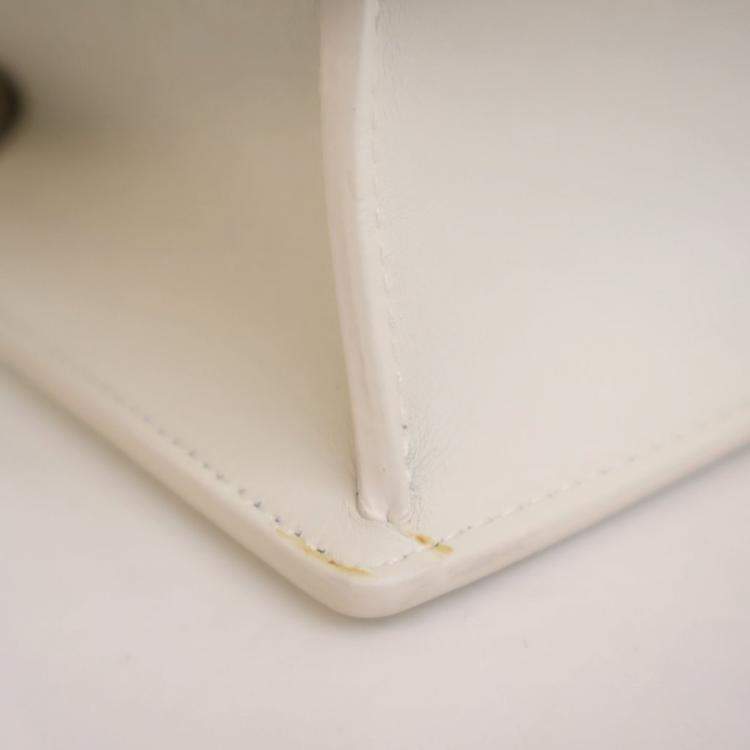 Pre Owned Dior White Calfskin 30 Montaigne East-West Bag