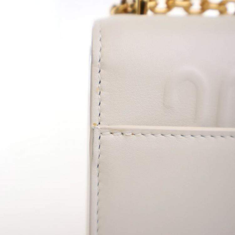 Pre Owned Dior White Calfskin 30 Montaigne East-West Bag