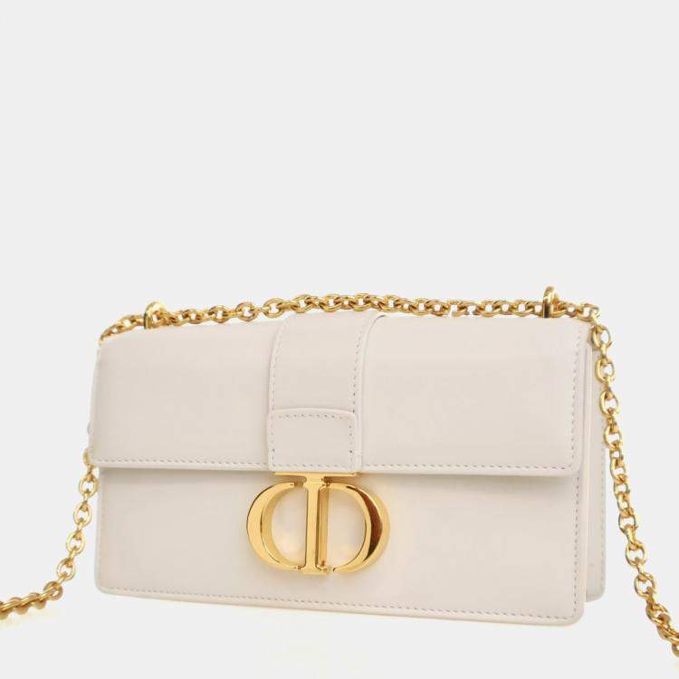Pre Owned Dior White Calfskin 30 Montaigne East-West Bag