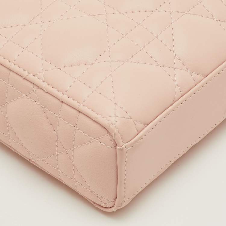 Pre Owned Dior Lady D-Joy Small Pink Cannage Leather Tote