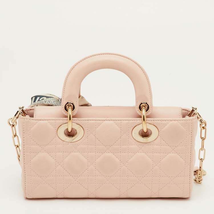 Pre Owned Dior Lady D-Joy Small Pink Cannage Leather Tote