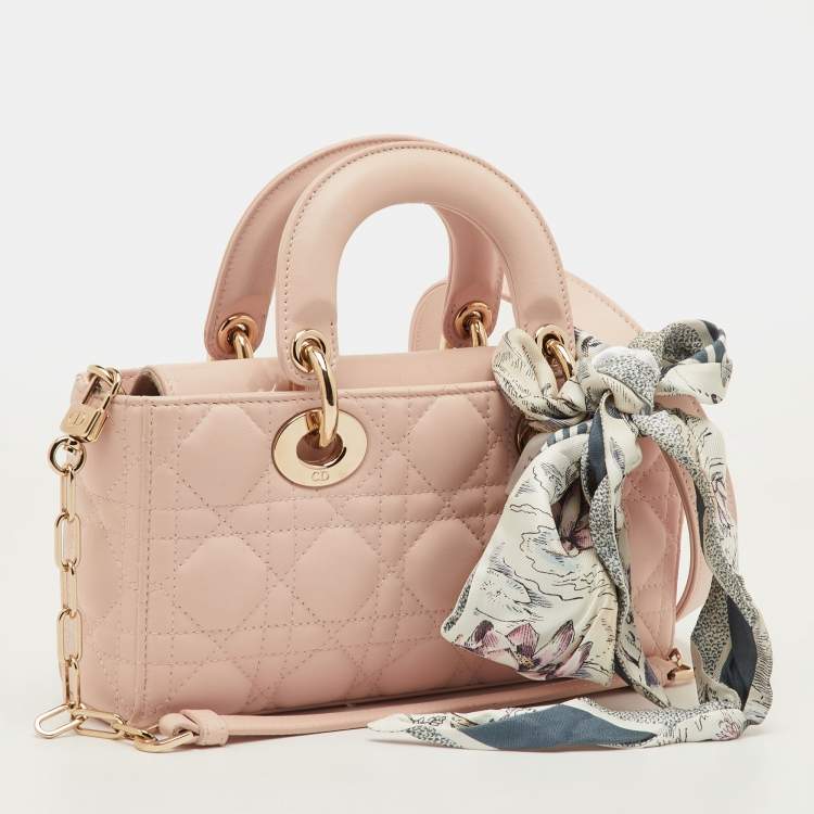 Pre Owned Dior Lady D-Joy Small Pink Cannage Leather Tote