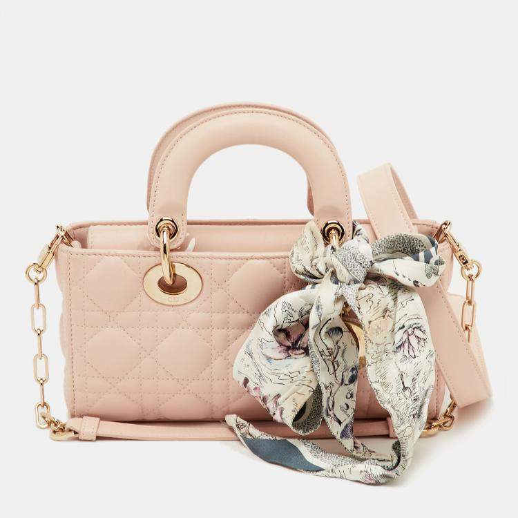 Pre Owned Dior Lady D-Joy Small Pink Cannage Leather Tote