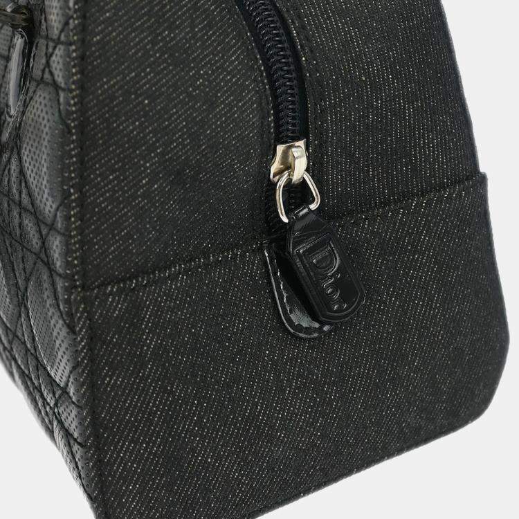Pre Owned Christian Dior Black Denim Lambskin Malice Cannage Handbag