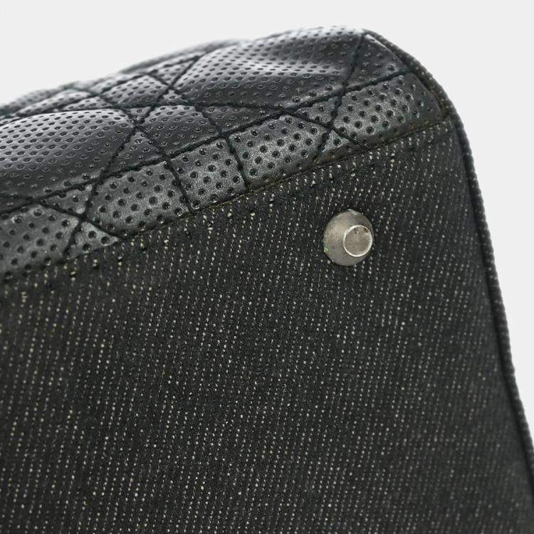 Pre Owned Christian Dior Black Denim Lambskin Malice Cannage Handbag
