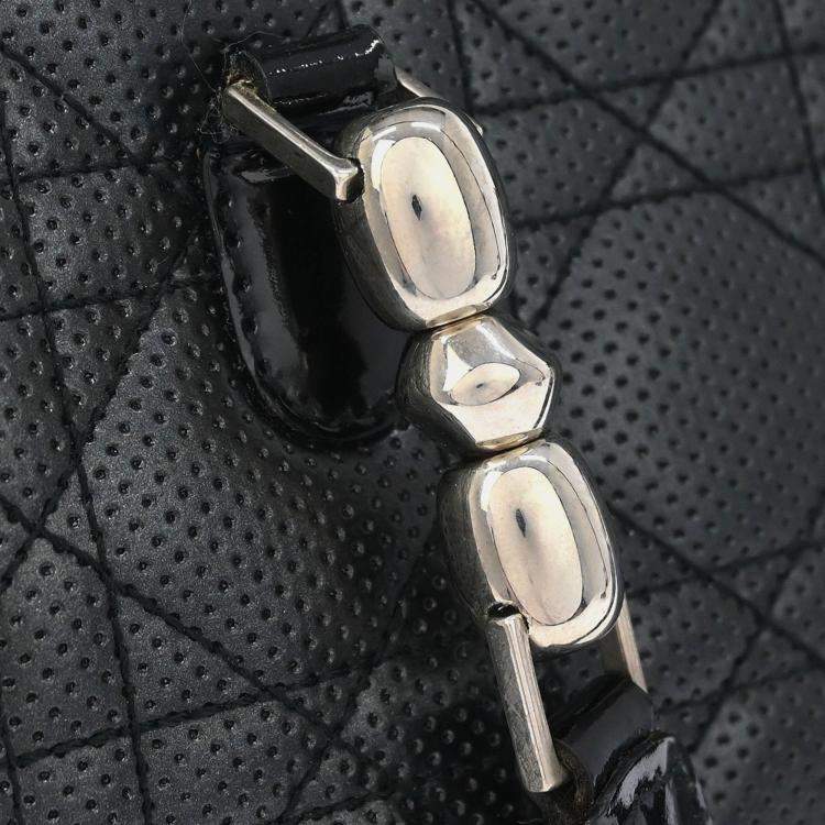 Pre Owned Christian Dior Black Denim Lambskin Malice Cannage Handbag