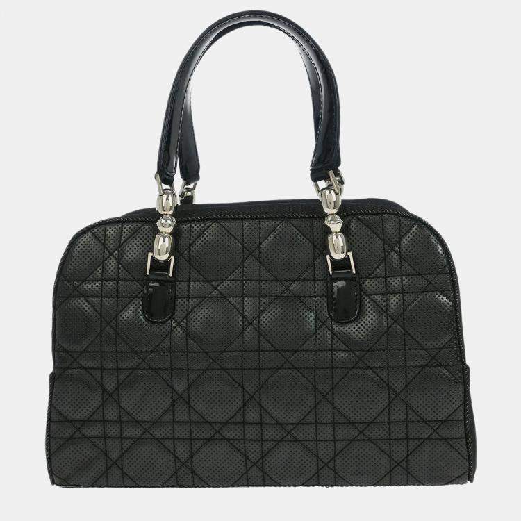 Pre Owned Christian Dior Black Denim Lambskin Malice Cannage Handbag