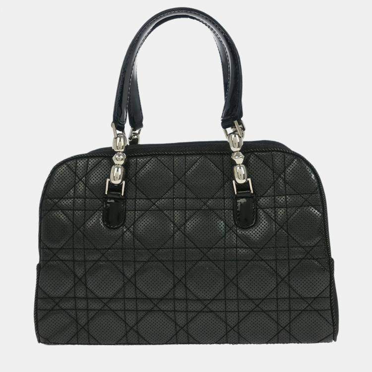 Pre Owned Christian Dior Black Denim Lambskin Malice Cannage Handbag