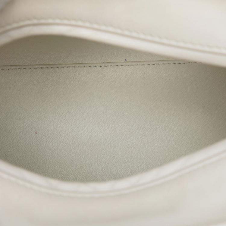Pre Owned Dior White Medium Perforated Calfskin Cannage Lady Dior