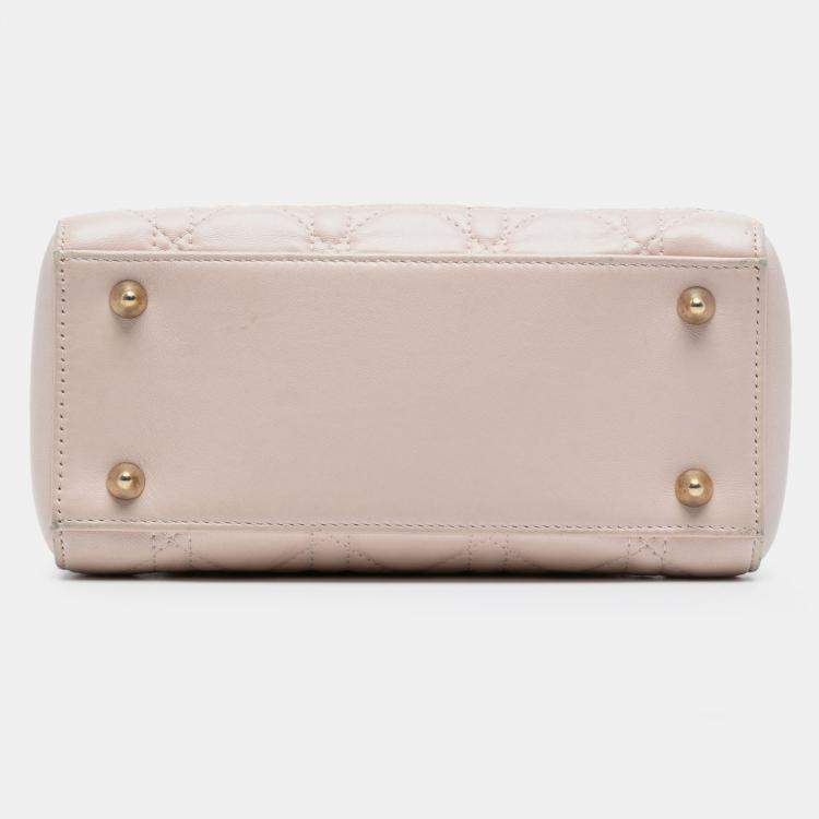 Pre Owned Dior Pink Lambskin Cannage Lady Dior Double Chain Bag