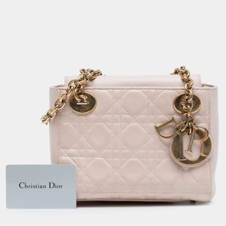 Pre Owned Dior Pink Lambskin Cannage Lady Dior Double Chain Bag