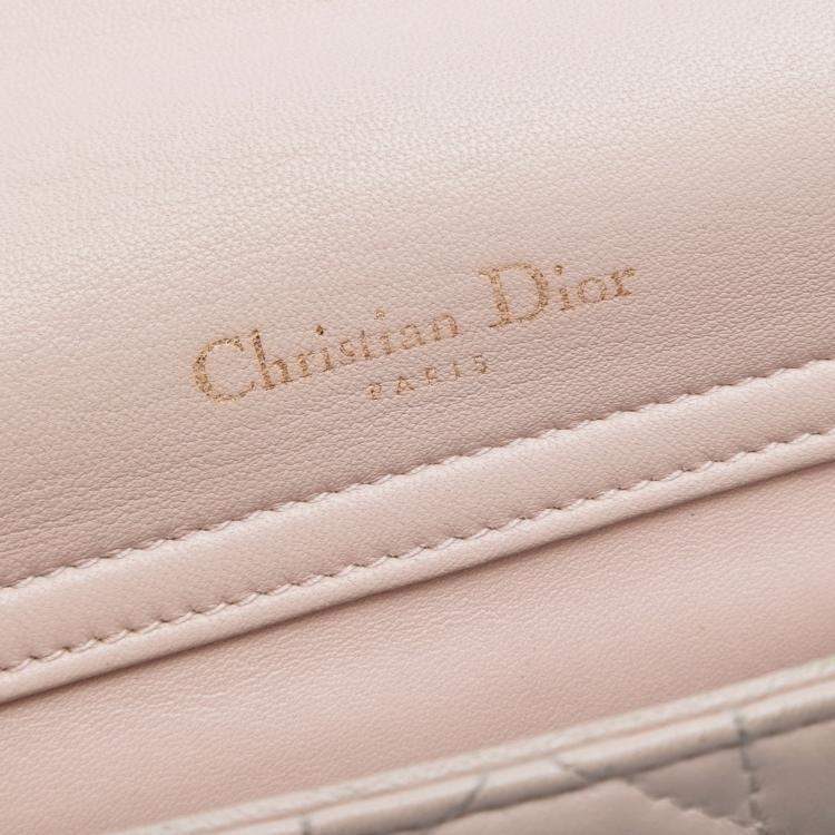 Pre Owned Dior Pink Lambskin Cannage Lady Dior Double Chain Bag