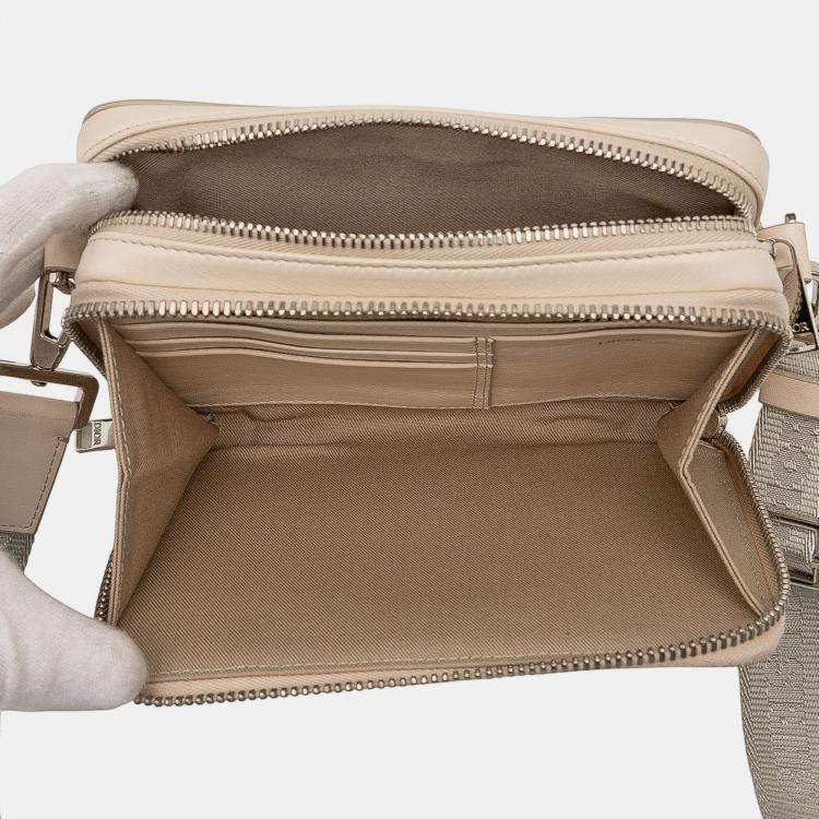 Pre Owned Dior Beige CD Diamond Coated Canvas Zipped Pouch with Strap