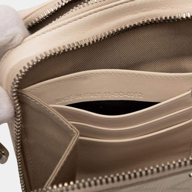Pre Owned Dior Beige CD Diamond Coated Canvas Zipped Pouch with Strap