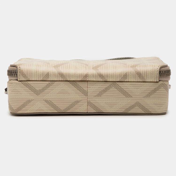 Pre Owned Dior Beige CD Diamond Coated Canvas Zipped Pouch with Strap