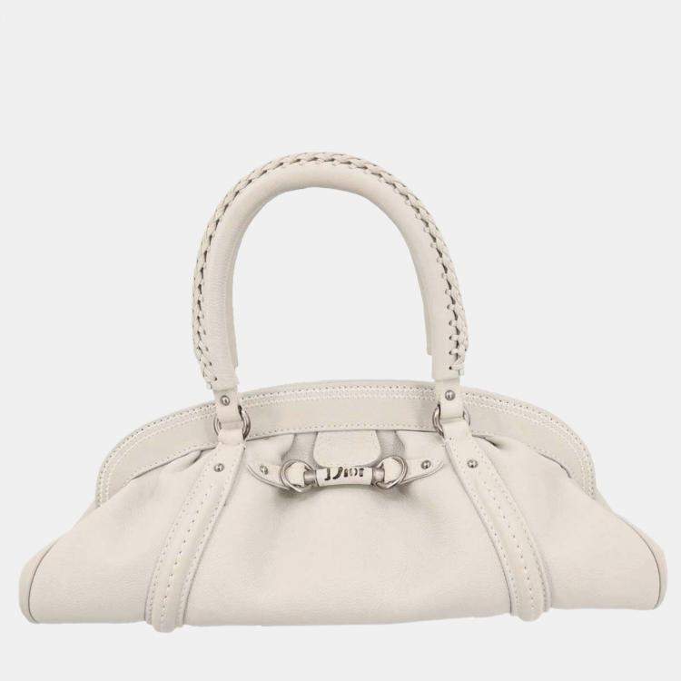 Pre Owned Christian Dior Off-white Leather Handbag