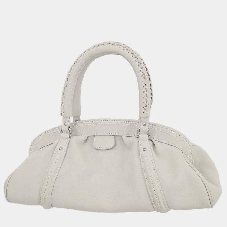 Pre Owned Christian Dior Off-white Leather Handbag