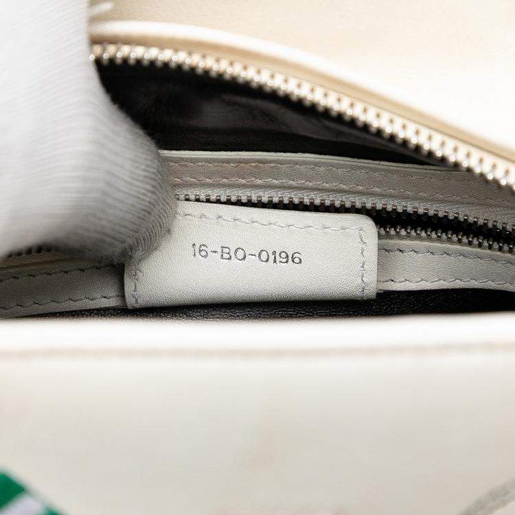 Pre Owned Dior White Medium Calfskin Patch Embellished Lady Dior