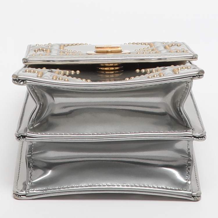 Pre Owned Dior Diorama Silver Studded Leather Vertical Chain Clutch
