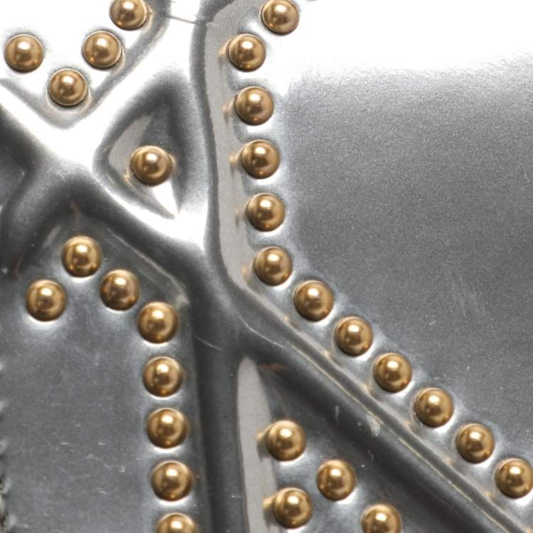 Pre Owned Dior Diorama Silver Studded Leather Vertical Chain Clutch