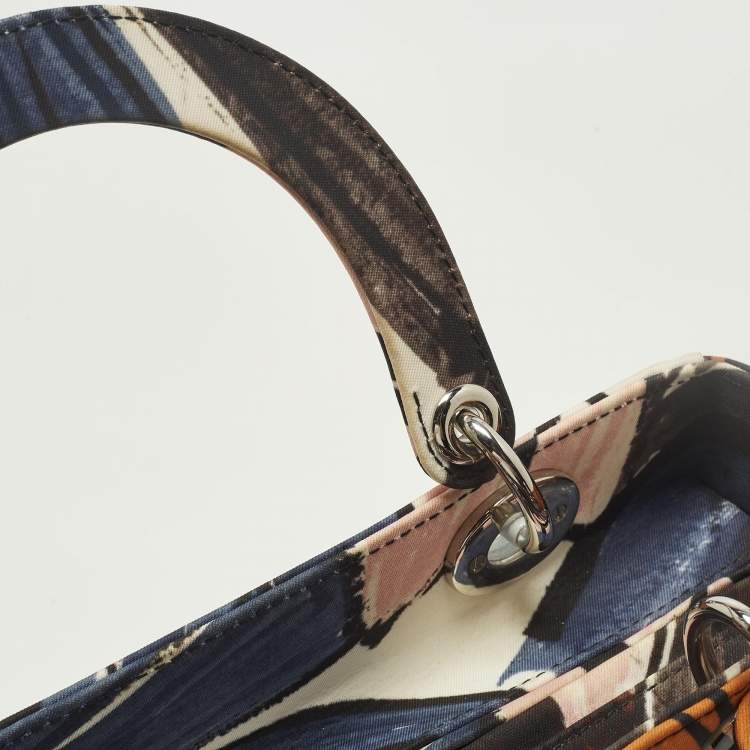 Pre Owned Dior Lady Dior Medium Multicolor Graffiti Satin Tote